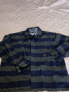 Tommy Hilfiger  Navy and Gray Striped Button-Down Shirt